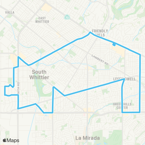 South Whittier Sunshine Shuttle Sunshine Shuttle Route B map