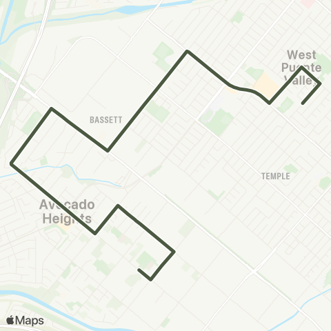 LA County Shuttles Avocado Hts / Bassett / W Valinda Shuttle map