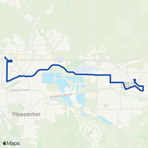 Wheels Pleasanton - Livermore via Outlets map