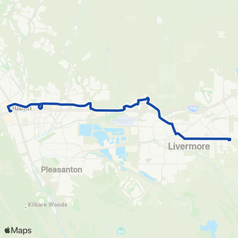 Wheels Dublin - Livermore via College map