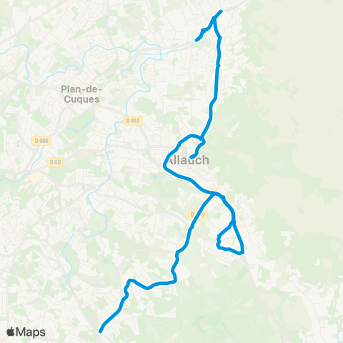 Les Bus des Collines La Fève - Allauch - Les Trois Lucs map