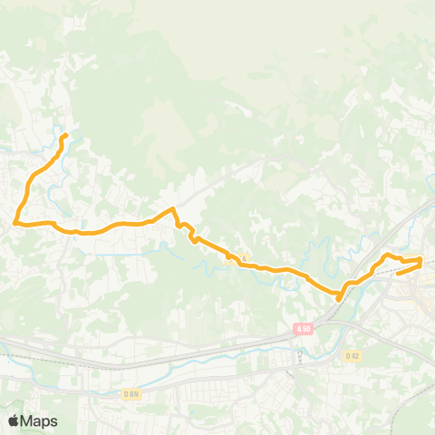 Les Lignes de l'Agglo Gare Aubagne - Font de Mai - La Treille map