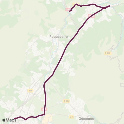 Les Lignes de l'Agglo Pt de Joux - Auriol - Gare Aubagne (par Aut.) map