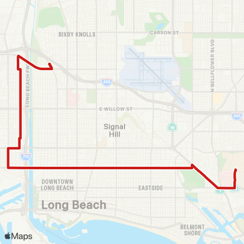 Long Beach Transit Anaheim St. / to PCH map