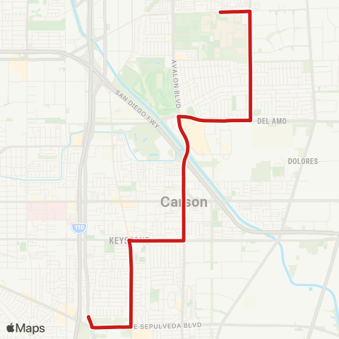 Long Beach Transit Carson - CSUDH - Southwest Carson map