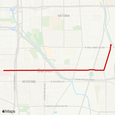 Long Beach Transit Carson - Harbor UCLA - Del Amo Station map