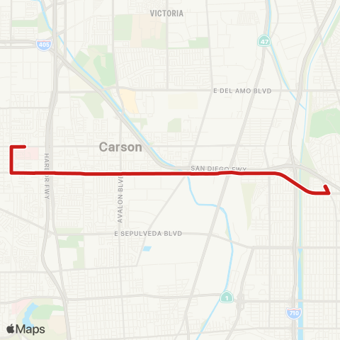 Long Beach Transit Carson - Wardlow - Harbor UCLA map