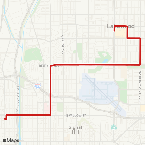 Long Beach Transit Lakewood Mall map