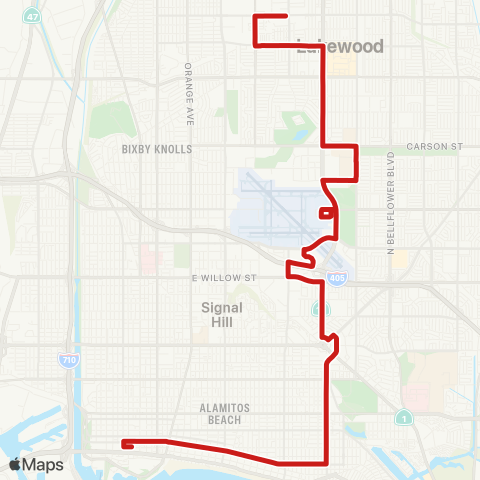 Long Beach Transit Broadway / Lakewood map