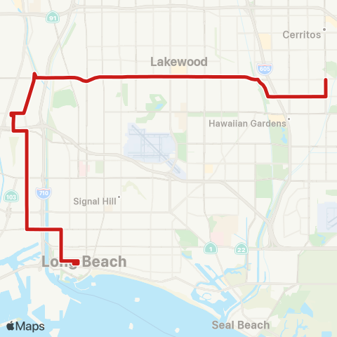 Long Beach Transit Santa Fe / Del Amo map