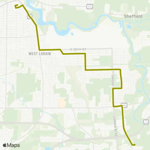 Lorain County Transit Lorain / Elyria via Broadway map