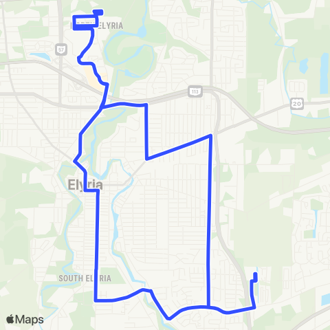 Lorain County Transit East Elyria / Abbe Road Loop map