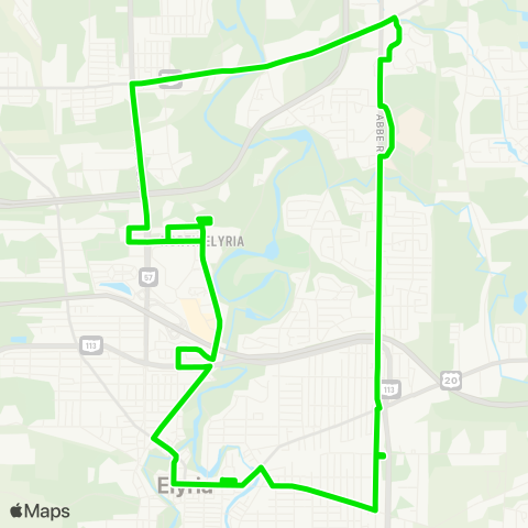 Lorain County Transit East Elyria / Broad Street Loop map