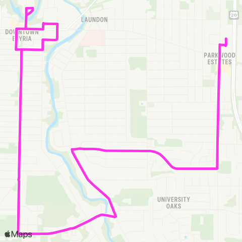 Lorain County Transit Downtown Elyria Loop map