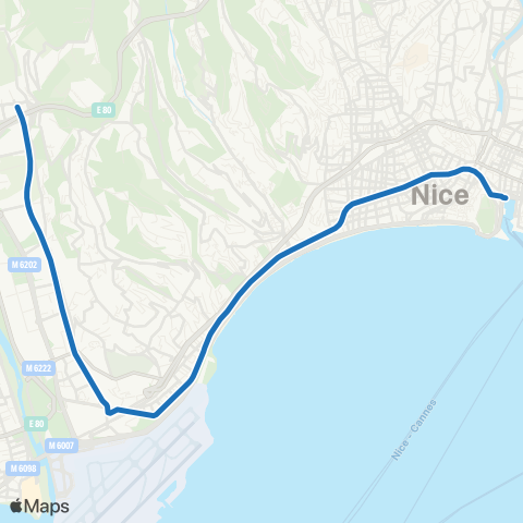 Lignes d'Azur Port Lympia - Aéroport Terminal 2 map