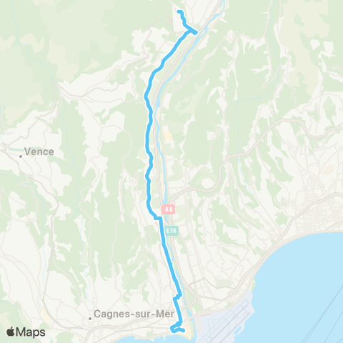 Lignes d'Azur Ctre comm. CAP 3000 - Médiathèque (par Pont des Pugets ou Chemin de la Digue) map