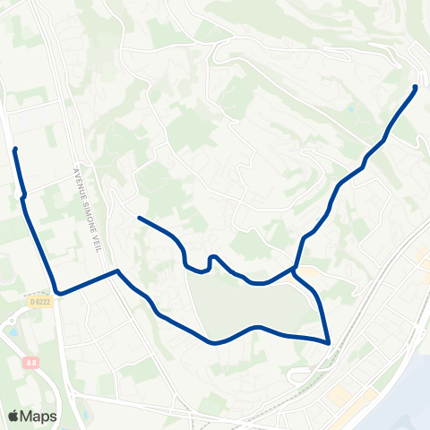 Lignes d'Azur Lycée Thierry Maulnier - Caucade / Pl. Ste-Marguerite - Vittone map