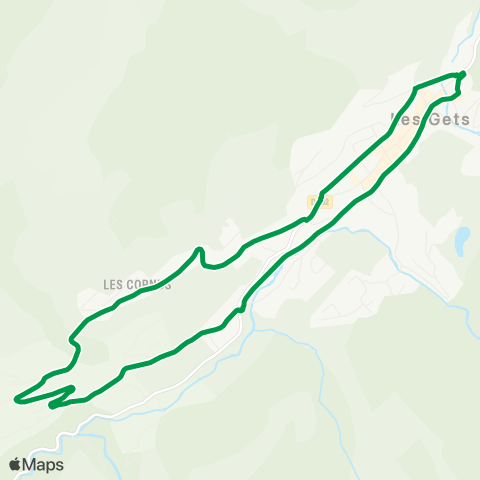 Les Gets Bus Ctre - Les Cornuts - Moudon - Pk. Perrières map