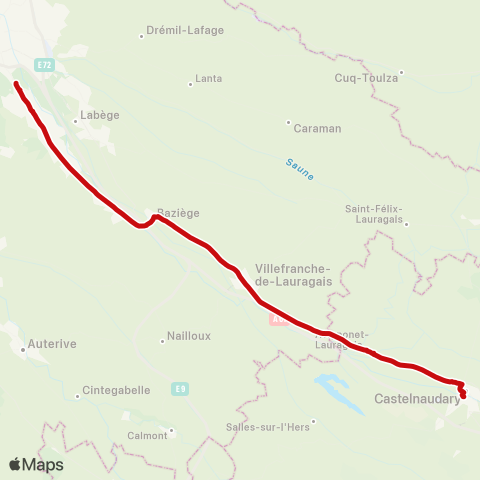 liO Castelnaudary - Villefranche - Toulouse UPS (M) map