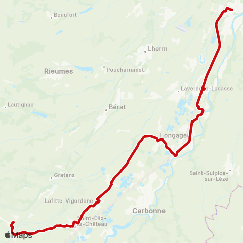 liO Le Fousseret - Longages - Noé - Muret SNCF map