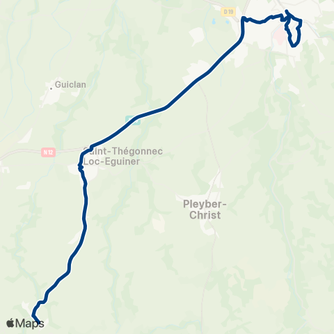 LinéoTim Ligne 70 - Morlaix St Thégonnec map