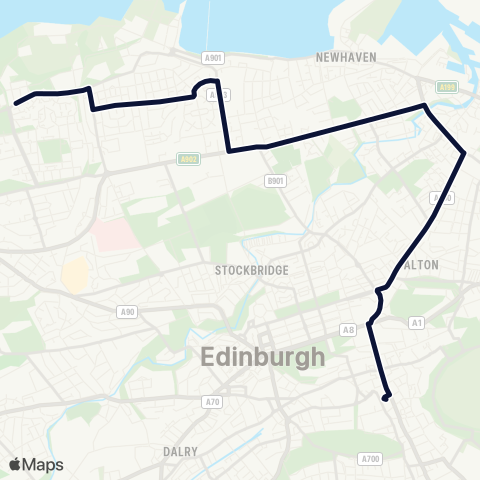 Lothian Buses Nightbus: Muirhouse - Surgeons' Hall map