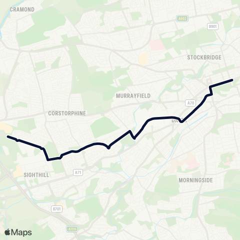 Lothian Buses Nightbus: South Gyle - City Centre map