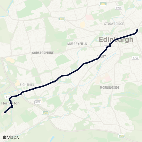 Lothian Buses Nightbus: City Centre - Heriot-Watt Uni map