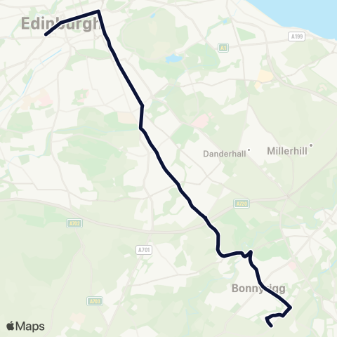 Lothian Buses Nightbus: City Centre - Bonnyrigg map