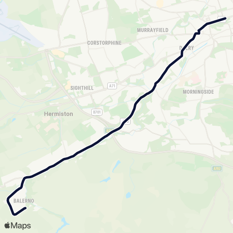 Lothian Buses Nightbus: City Centre - Balerno map