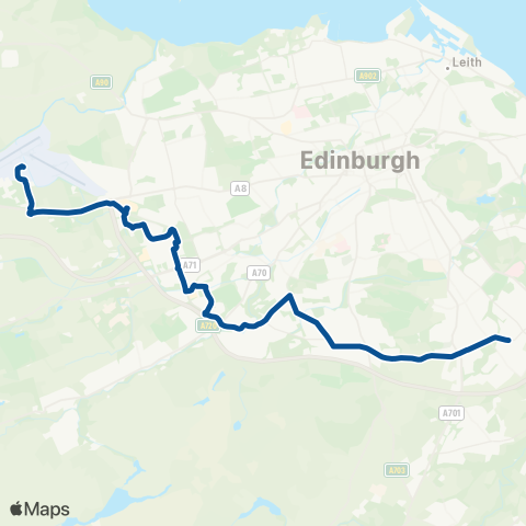 Lothian Buses Skylink: Hyvots Bank - Airport map