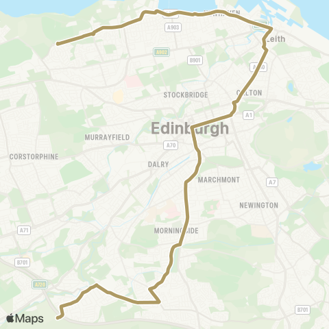 Lothian Buses Silverknowes - Torphin map