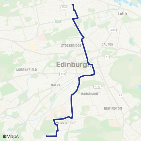 Lothian Buses Trinity - Greenbank map