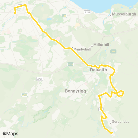 Lothian Buses Newtongrange - Edinburgh map