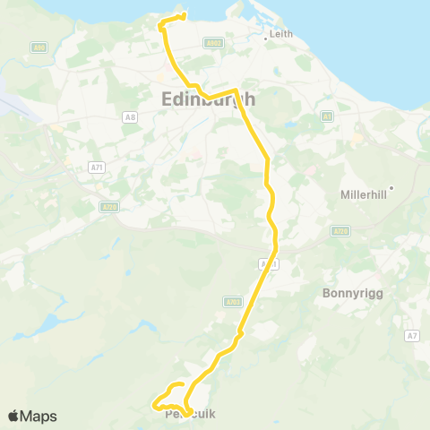 Lothian Buses Penicuik - Edinburgh map