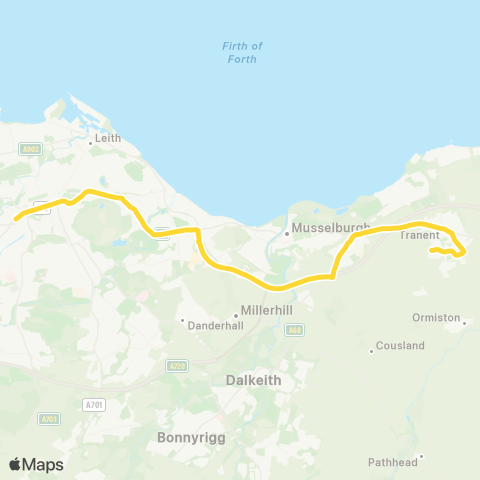 Lothian Buses Tranent - Edinburgh map