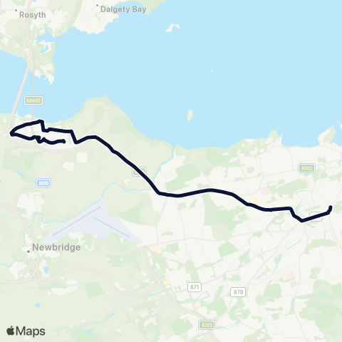 Lothian Country Buses Nightbus: Edinburgh - Queensferry map