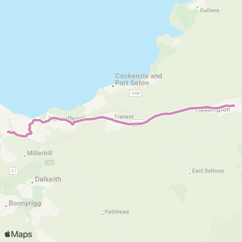 EastCoastbuses Dunbar or Haddington - Queen Mary Uni map