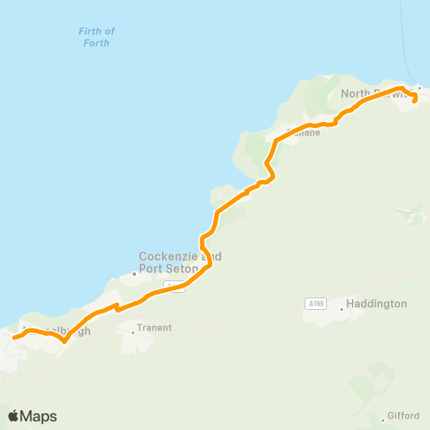 EastCoastbuses Musselburgh - North Berwick HS map