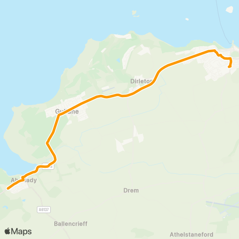 EastCoastbuses Aberlady - North Berwick HS map