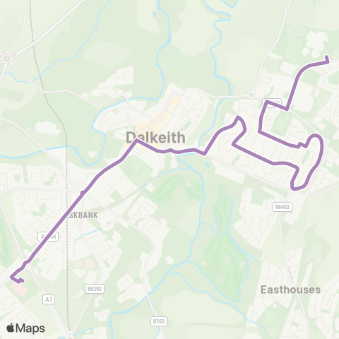 EastCoastbuses Dalkeith Campus - Midlothian Community Hosp map