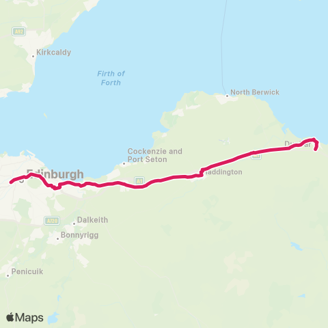 EastCoastbuses Dunbar - Edinburgh Express map