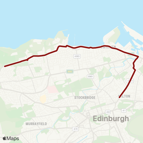 Lothian Buses Elm Row (Stop ED) - Silverknowes Terminus (Stop 2) map