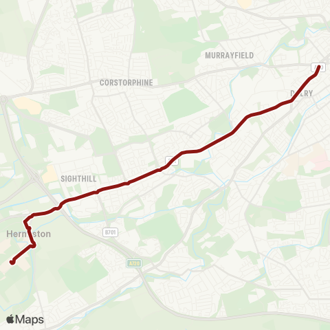 Lothian Buses Heriot Watt Campus - Haymarket Sta (Stop HA) map