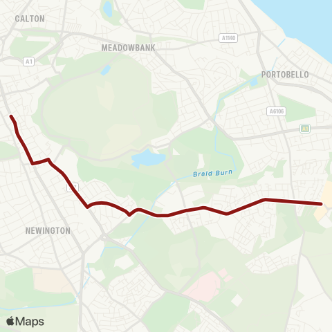 Lothian Buses Surgeons' Hall - Fort Kinnaird West map