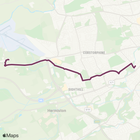 Lothian Buses Stevenson Grove - Ingliston Park & Ride map