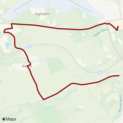 Lothian Country Buses Gyle Centre (Stop KF) - Hermiston P&R map