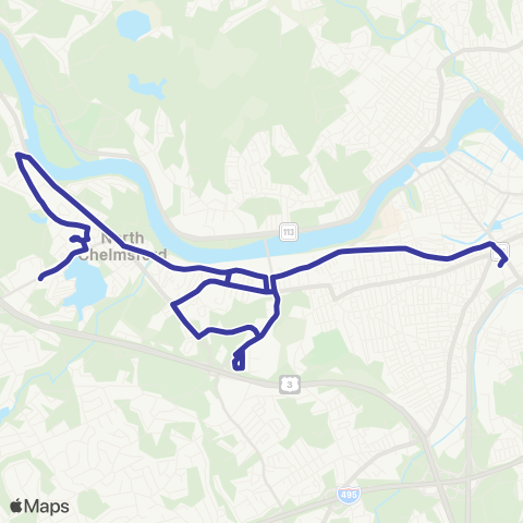 Lowell RTA North Chelmsford via Middlesex Street map