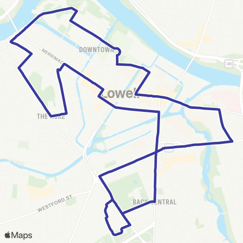 Lowell RTA Lowell Circulator map