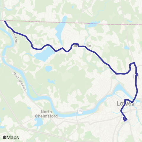 Lowell RTA Dracut / Tyngsboro map